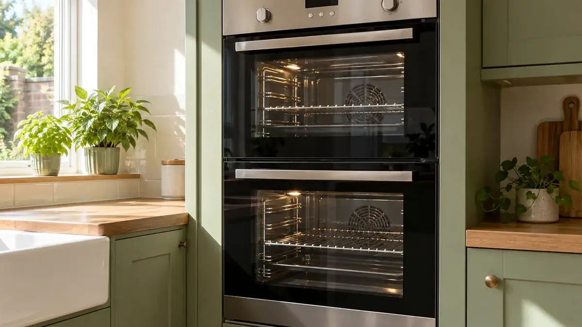 A double oven with both cavities cleaned in Egham